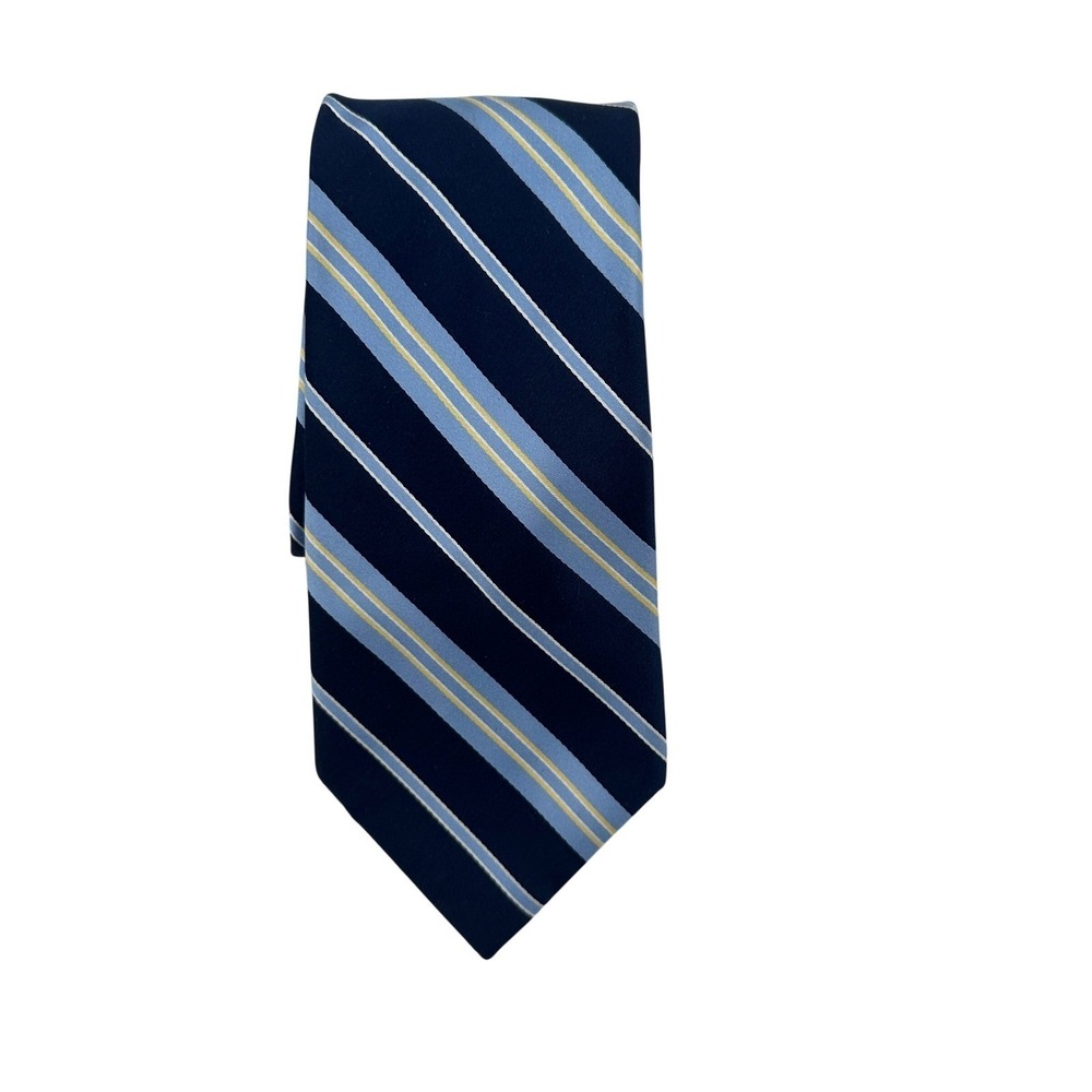 Tommy Hilfiger Necktie Blue Stripe 100% Silk Classic Business Tie Suit Men